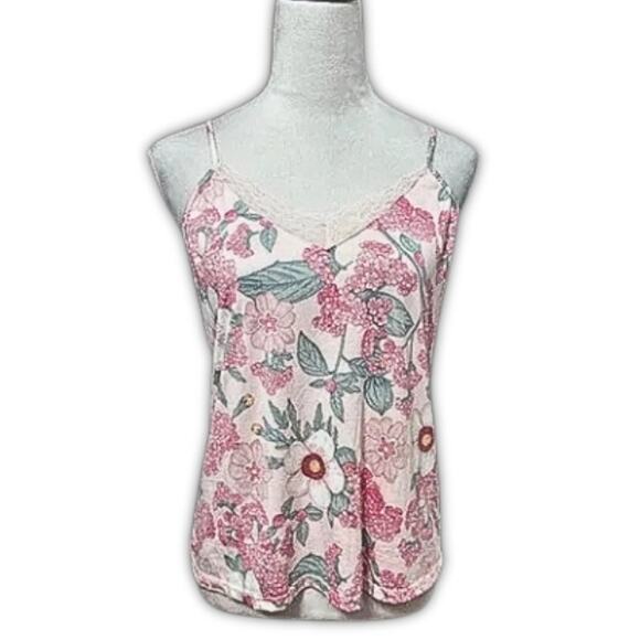 Flora Nikrooz Camisole Top Lace Accents Floral Print Multicolor Women's M NWOT - Picture 1 of 9